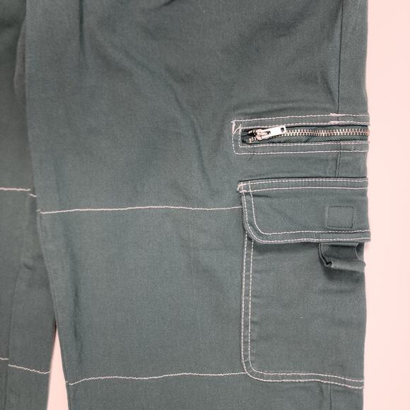 Rachel Paige Green Cargo Pants Women L Utility Wide Leg Workwear - Picture 7 of 10